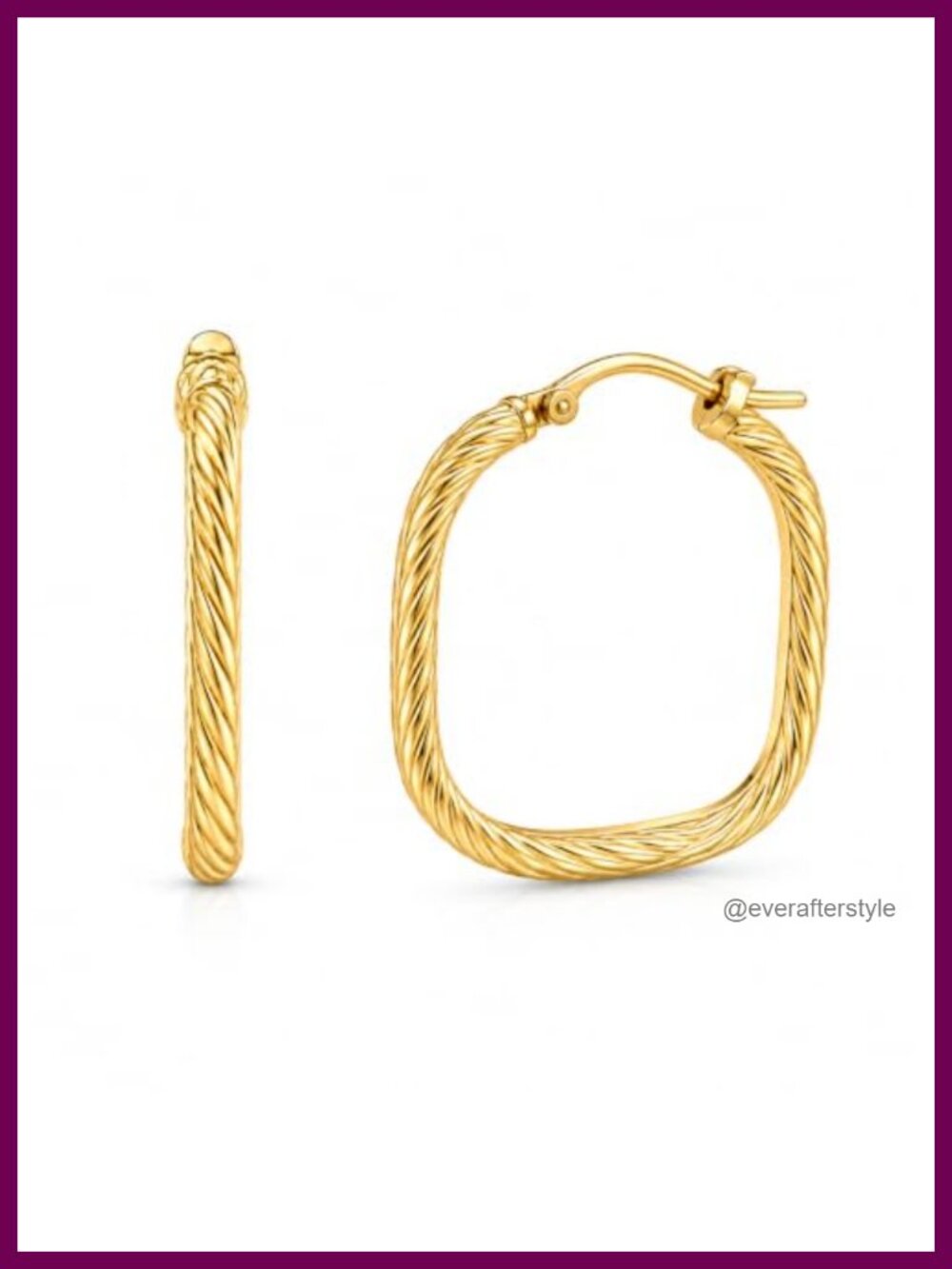 14K Gold Twisted Hoop Earrings Women Hypoallergenic Medium 30mm Gift